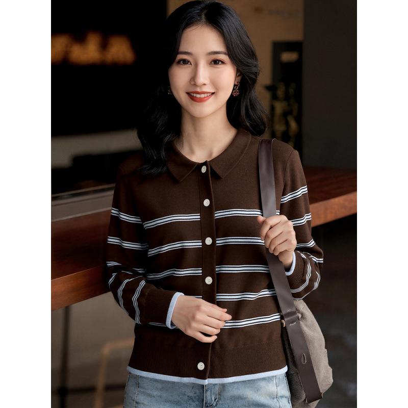 

2026 Autumn Korean Striped Polo Knit Long Sleeve - Stylish & Versatile 4XL