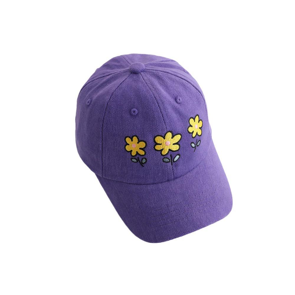 Embroidered Floral Children's Duckbill Cap - Korean Style, Versatile Girl's Sun Hat, Solid Color Baseball Cap for Spring & Autumn