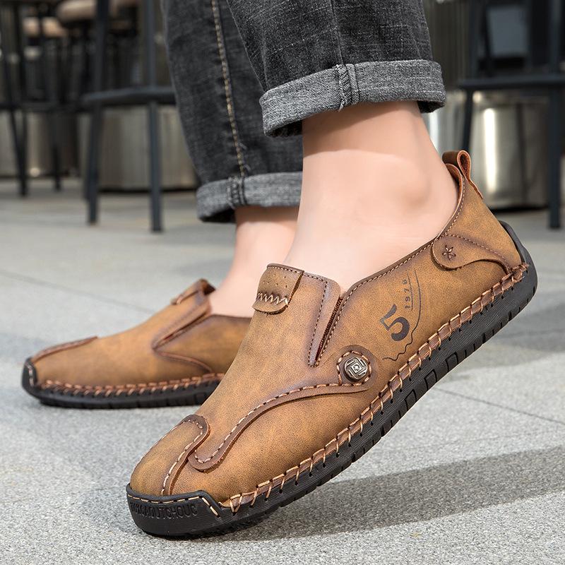 2025 Autumn Handmade Men's Large Size Casual Leather Slip-on Moccasins