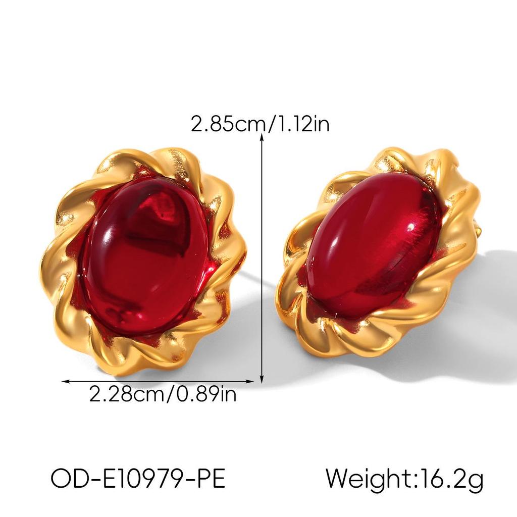 Retro Edelstahl 18k Gold Ohrringe: Nicht verblassende Titan-Ohrstecker, INS-Stil Leichter Luxusschmuck für Frauen