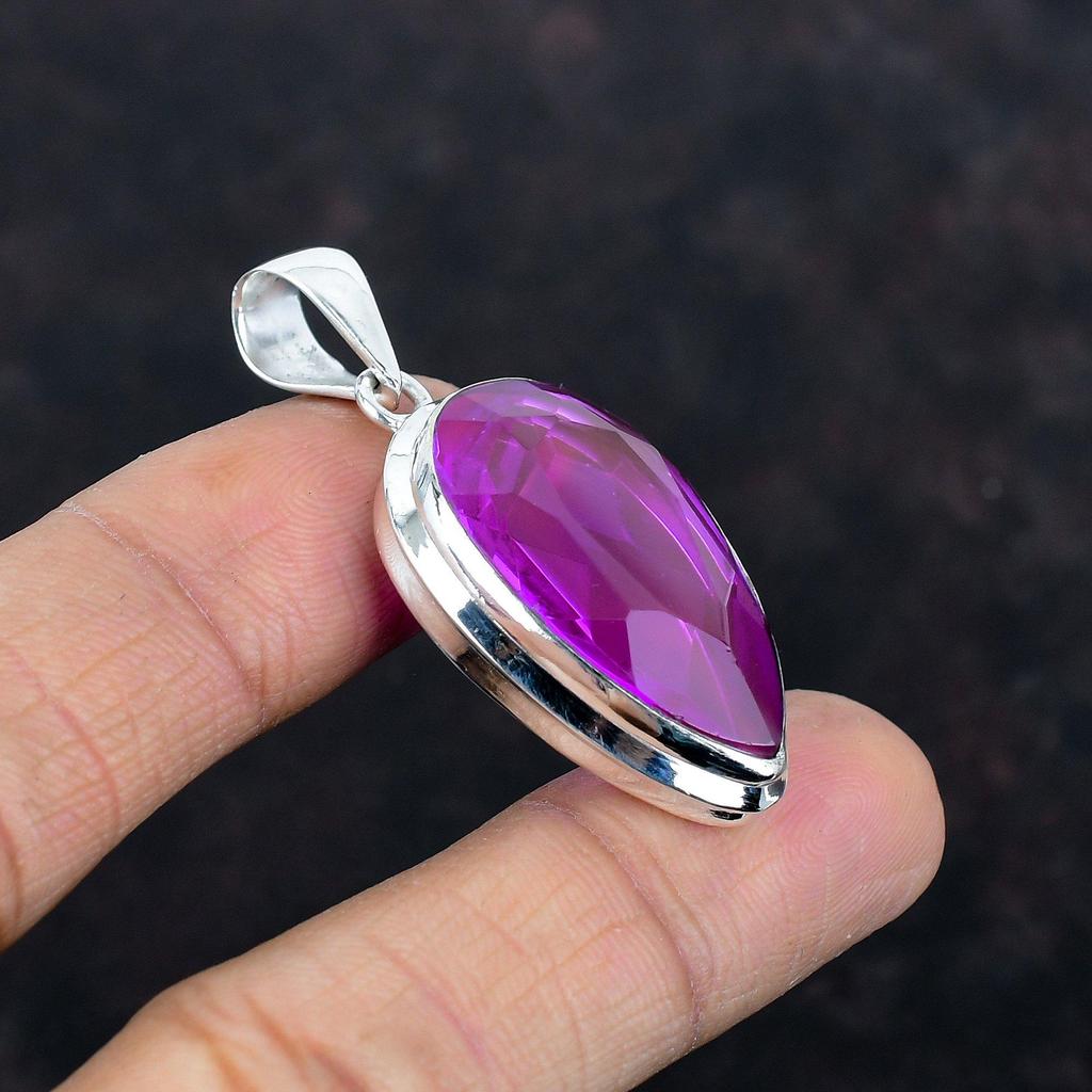 Faceted Pink Tourmaline Pendant Original Gemstone Pendant 925 Sterling Silver Pendant Pink Tourmaline Jewelry Handmade Pendant Gifts for Mom