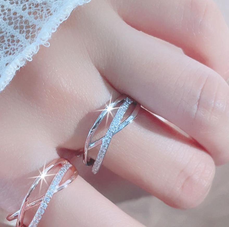 Copper Ring Adjustable Mesh-Like For Women Luxury Beautiful Ring Fashion Wedding Jewelry Party Women Zircon Ring