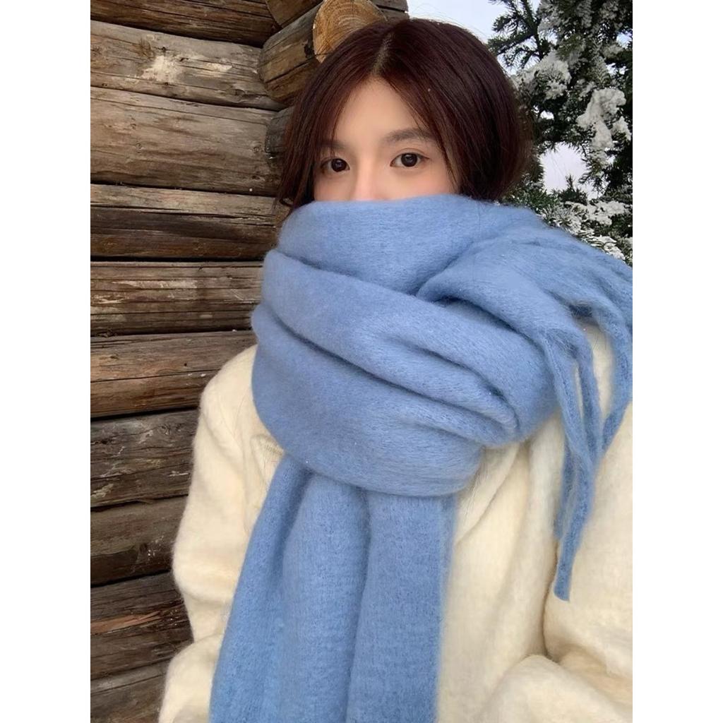 Women's Winter Plush Long Scarf with Tassel - Soft Warm Thick, Warm and Windproof Scarf, Multi Functional Scarf for Daily Outing