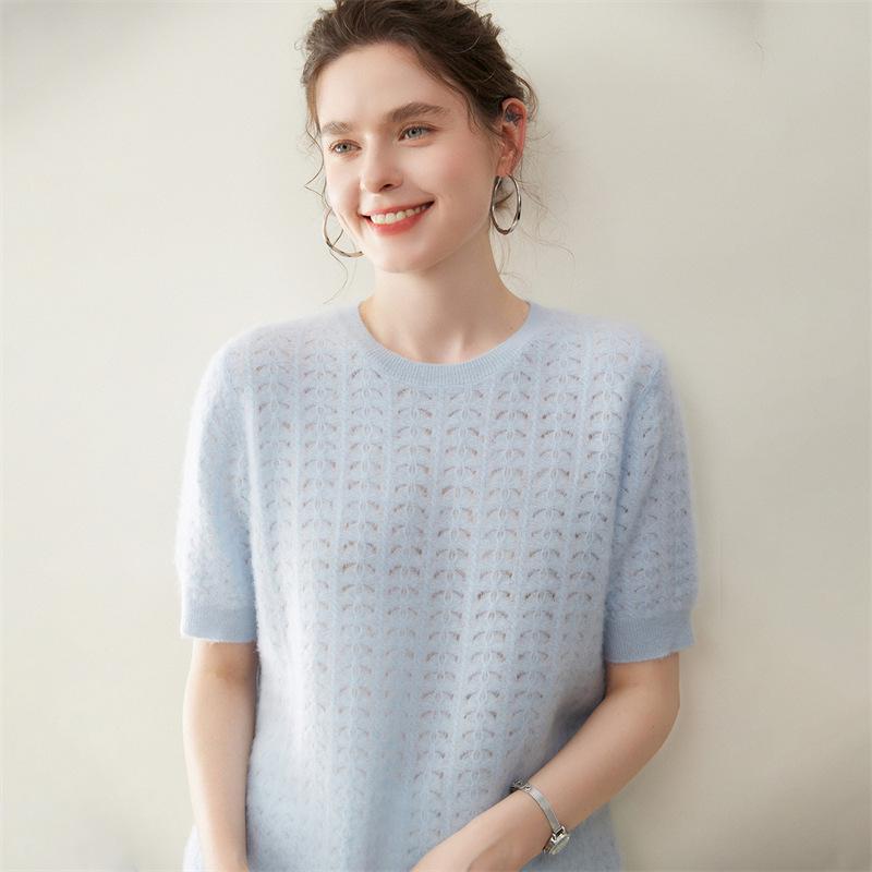 Women's Short Sleeve Cashmere Knit Top