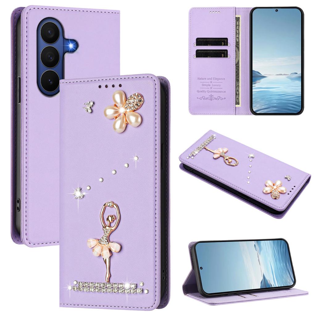 Luxury Diamond Cute Cards Solt Wallet Leather Phone Case For Samsung Galaxy Z Fold 7 6 5 4 3 Flip Bag Pocket Kickstand Cover