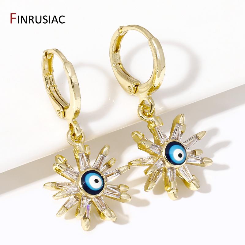 Nouvelles Boucles d'Oreilles Créoles Pendantes Œil du Mal en Zirconium de Luxe Pour Femmes Laiton Œil Turc Grec Boucles d'Oreilles Pendantes Bijoux Cadeau de Fête