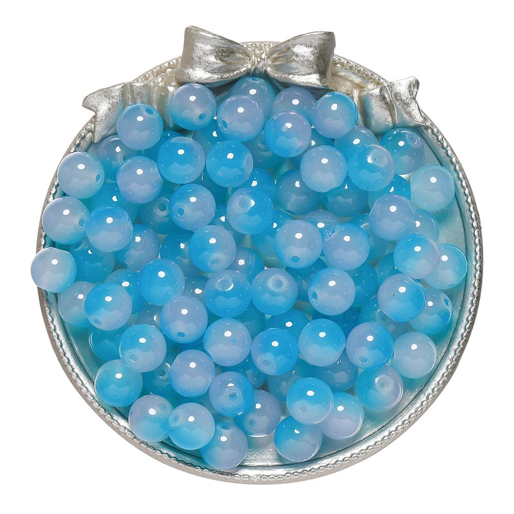 50pcs 8/10mm Double Color Jelly Result Round Glass Beads Loose Spacer Beads Pattern for Jewelry Making DIY Bracelet Necklace
