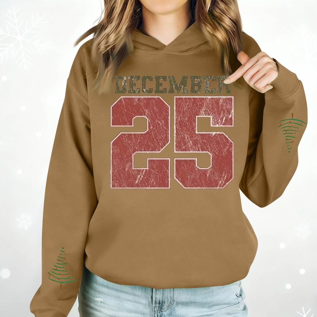 Damenmode Lässig Langarm Bedruckt Rundhals Kapuzenpullover Pullover Top