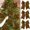 Velvet Bow Ornaments 2Pcs Christmas Tree Decors, Fabric Holiday Wreath Hanging Ornament Topper for Home, Festive Garland Wedding Backdrop Bridal