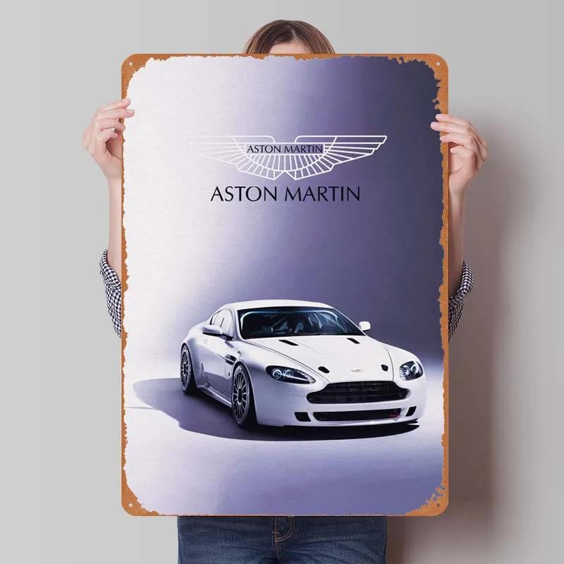 Aston Martins Tinplate Sign Classic Cars Poster Metal Wall Art Mural Retro Metal Sign Plaque for Garage Wall Art Decoration Room
