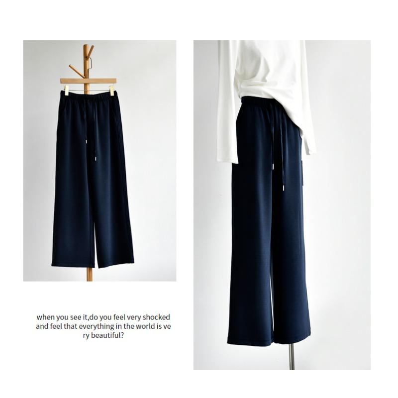 

[Cloud drape pants] Spring and summer new women s clothing Modal cold drape narrow version straight wide-leg trousers xxxl (72.5-80kg) темно-синього кольору