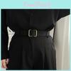 Retro Black Pu Leather Belt For Unisex Fashion With Chic Smooth Buckle Style