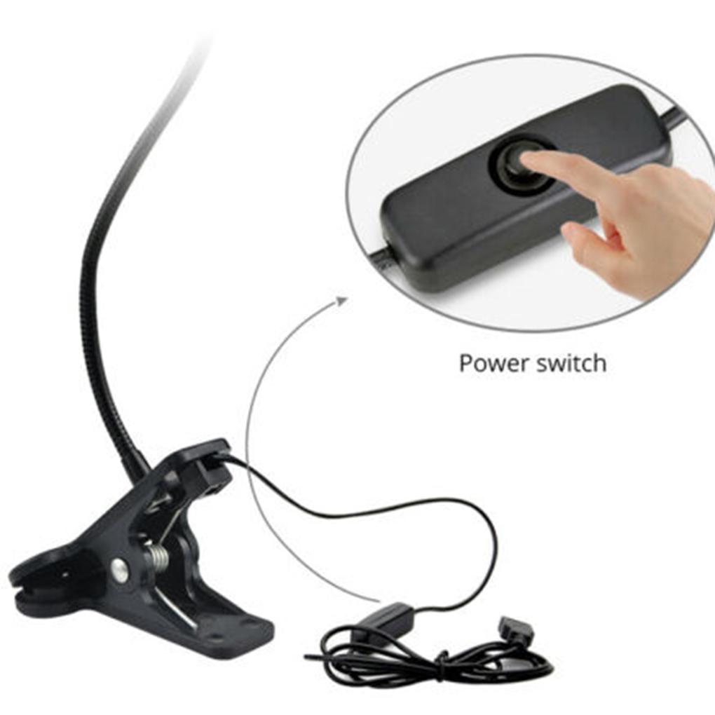 USB Clip-On Reading Light LED Flexible Bed Board Office Eye Caring Reading Lamp Warm Brightness