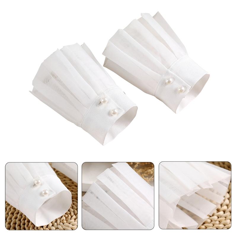 1 Pair Detachable Shirt Fake Sleeve Cuffs Fashion Pleated Horn Cuff Layered Lace Cuff False Sleeves Sunscreen Decorated
