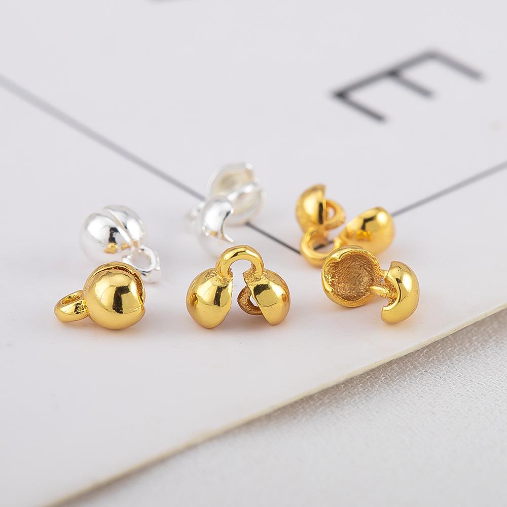 10pcs 20pcs 18K Gold Plated Brass Shell Ends Connector With Loop for Pearl Bracelet End Caps Buckle DIY Jewelry Making Component