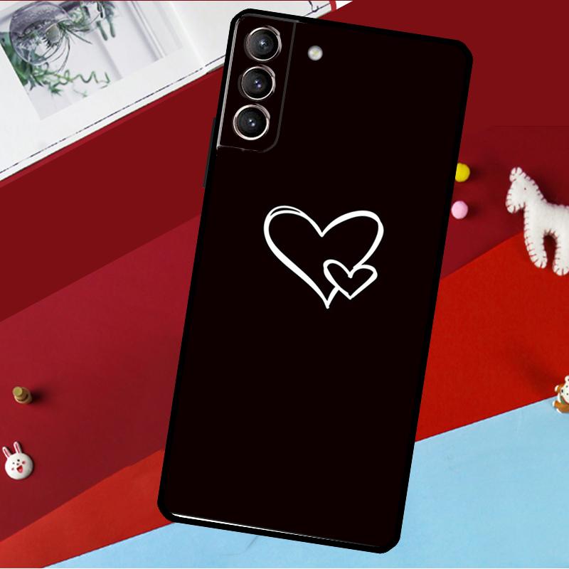 Cute Pretty Little White Heart Case For Samsung Galaxy S23 Ultra S22 S21 S20 FE S8 S9 S10 Plus Note 10 20 Back Cover Shell