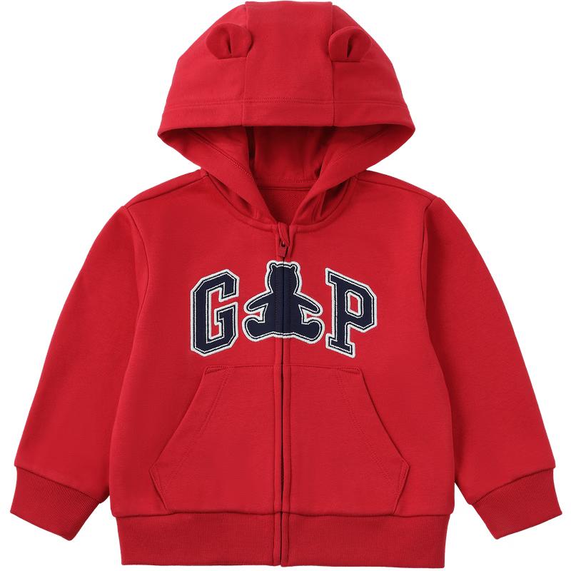 GAP Toddler Logo Bear Ear Hooded Zip-Up Sweatshirt 110/56