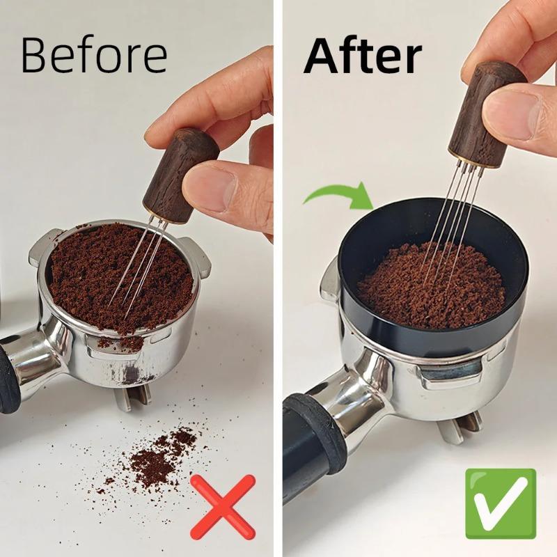 Coffee Distribution Needle with Wooden Base, 304 Stainless Steel Needle Type Powder Distributor, Coffee Stirring Tool