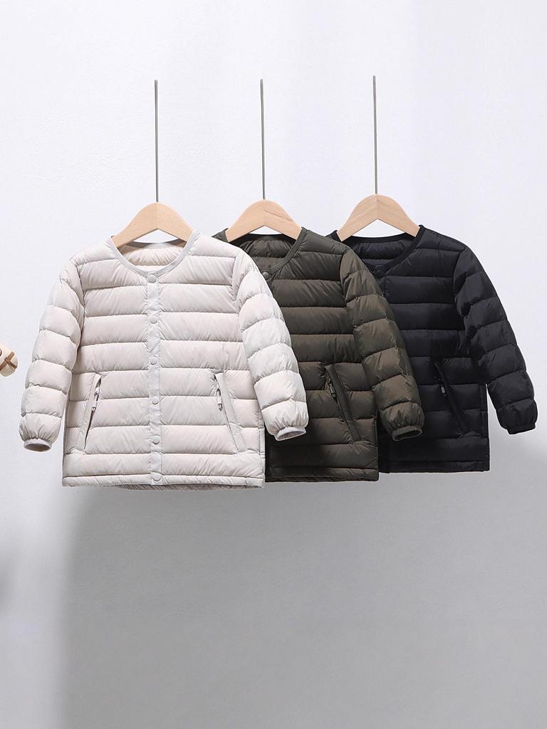 Dětská lehká péřová bunda: Chlapecká a dívčí školní uniforma, dlouhý rukáv, 90% prachové peří z bílé kachny, vnitřní vrstva pro střední a velké děti