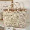 Floral Fabric Storage Basket With Foldable Handle For Home Organization And Gift Use
