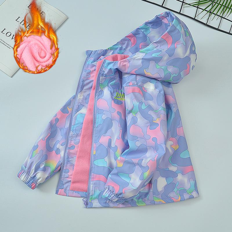 Giacca a vento con cappuccio ispessita per ragazze autunno inverno coreano pile polare all'aperto 4-12 anni giacca per bambini cappotto alla moda per bambini