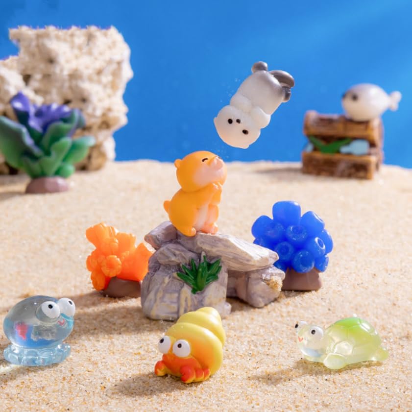 Set of 18 Resin Miniature Coral and Fish Miniature Marine Life Aquarium Aquarium Decorative Cute and Fun Simulation Stylish Home Gift Marine Life