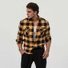 Men Casual Shirt Lapel Long Sleeve Plaid Print Shirt Tops Single Breasted Loose Fit Flap Pockets Shirt Tops