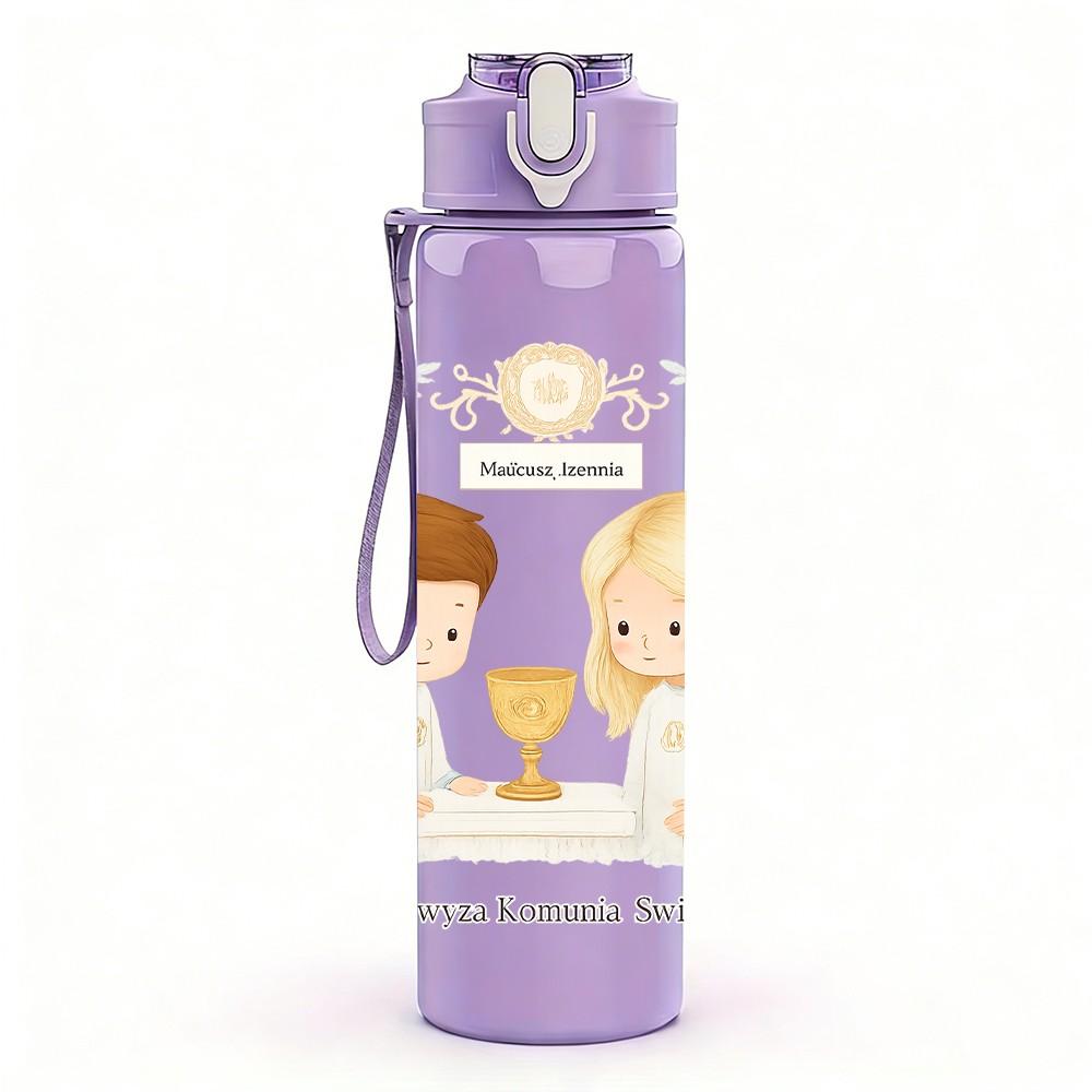 1PC Two Kids Communion Ceremony Line 750ml Color Plastic Sports Water Bottle Leakproof Flip Straw Lid Suitable for Sports Office Home Use