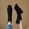 Simple Heeled Booties Fall New Square Toe Suede Rear Zipper Soft Sole Non-slip Block Heel Shoes