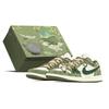 Air Jordan 1 Bamboo Forest, Chinese Style Box Abrasion Resistant Abrasion Resistant Low Top DC0774-122(TeamA-S-BOX)
