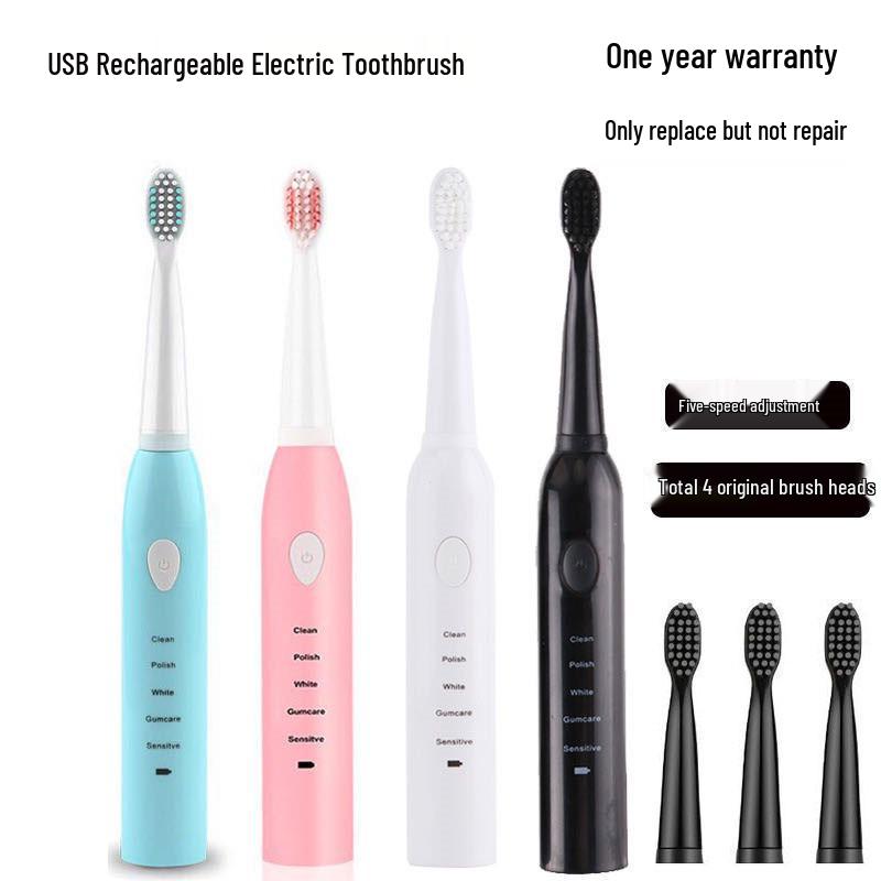 Waterproof Sonic Electric Toothbrush: USB Rechargeable, Soft Bristles, 5 Modes, Suitable for Couples