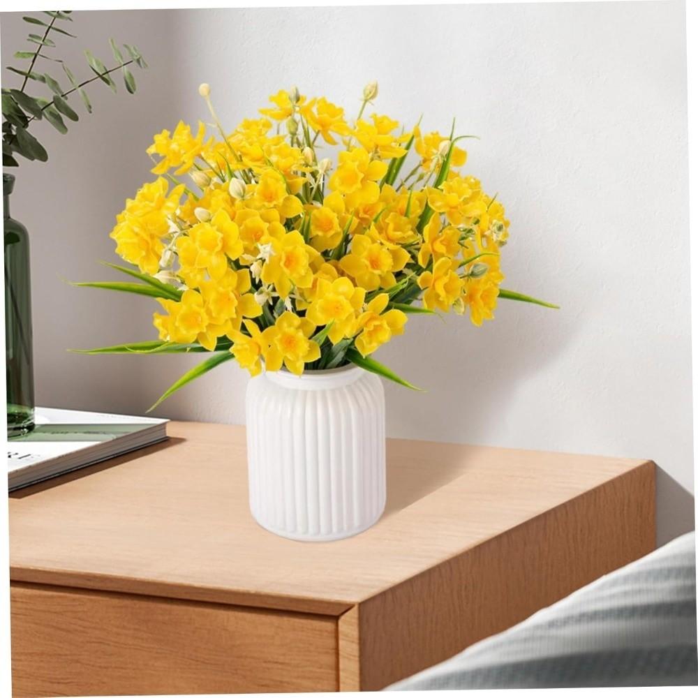 10 Heads Artificial Daffodils Yellow DIY Floral Daffodils Artificial Flowers Realistic Soft Home Decoration Valentine's Day Gift