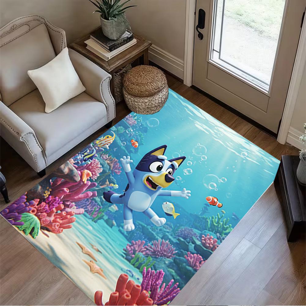Bluey Friends Adventure Floor Mat Design for Balcony Outdoor Bedrooms Hallway Anti-slip Rug Office Home Decor Birthday/Christmas Gift