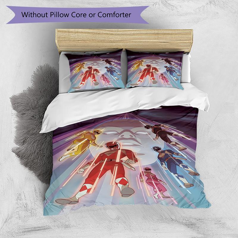 3-teiliges Bettbezug-Set (1 * Bettbezug + 2 * Kissenbezug, ohne Kern),Mighty Morphin Power Rangers Druck Bettwäsche Set, Schlafzimmer Dekoration, Ganzjahres, Geburtstag