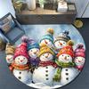 Snowmen Round Area Rug,Carpet Rug for Living Room Bedroom Sofa Playroom Decor,Non-slip Floor Mat