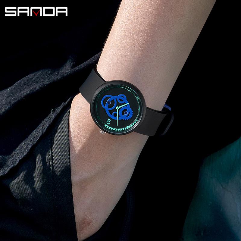 SANDA Waterproof Quartz Wristwatch - Simple, Lightweight, Versatile, Korean-Style for Students, Men, Women, and Children.