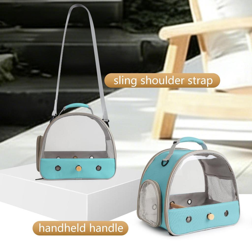 Bird Travel Carrier Cage Halinfer with Stand Perch and Mat in Green Color for Small to Medium Parakeet Budgies Parrot Cockatiel