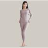 Autumn Winter Solid Color Thermal Underwear Women's Thin Sleepwear 2 Piece Sets
