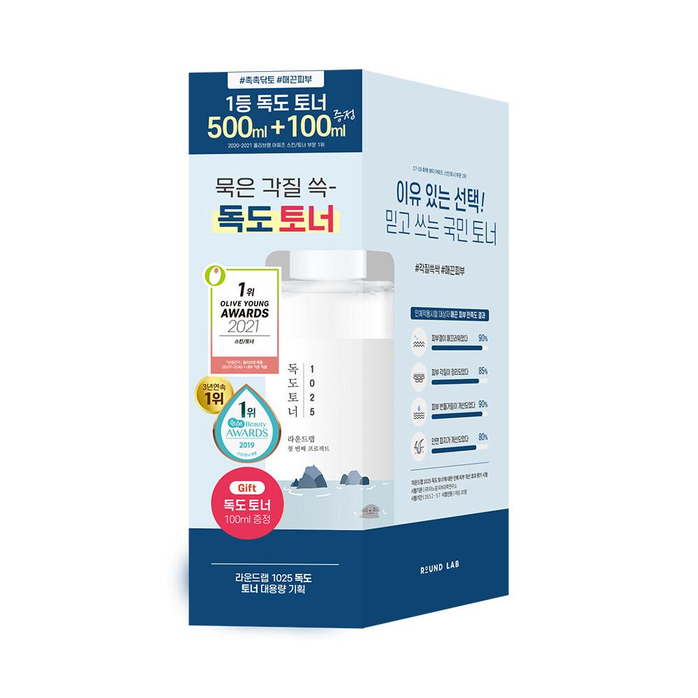 ROUND LAB 1025 Dokdo Toner Jumbogröße 500ml (Kostenloses Geschenk: Toner 100 ml)