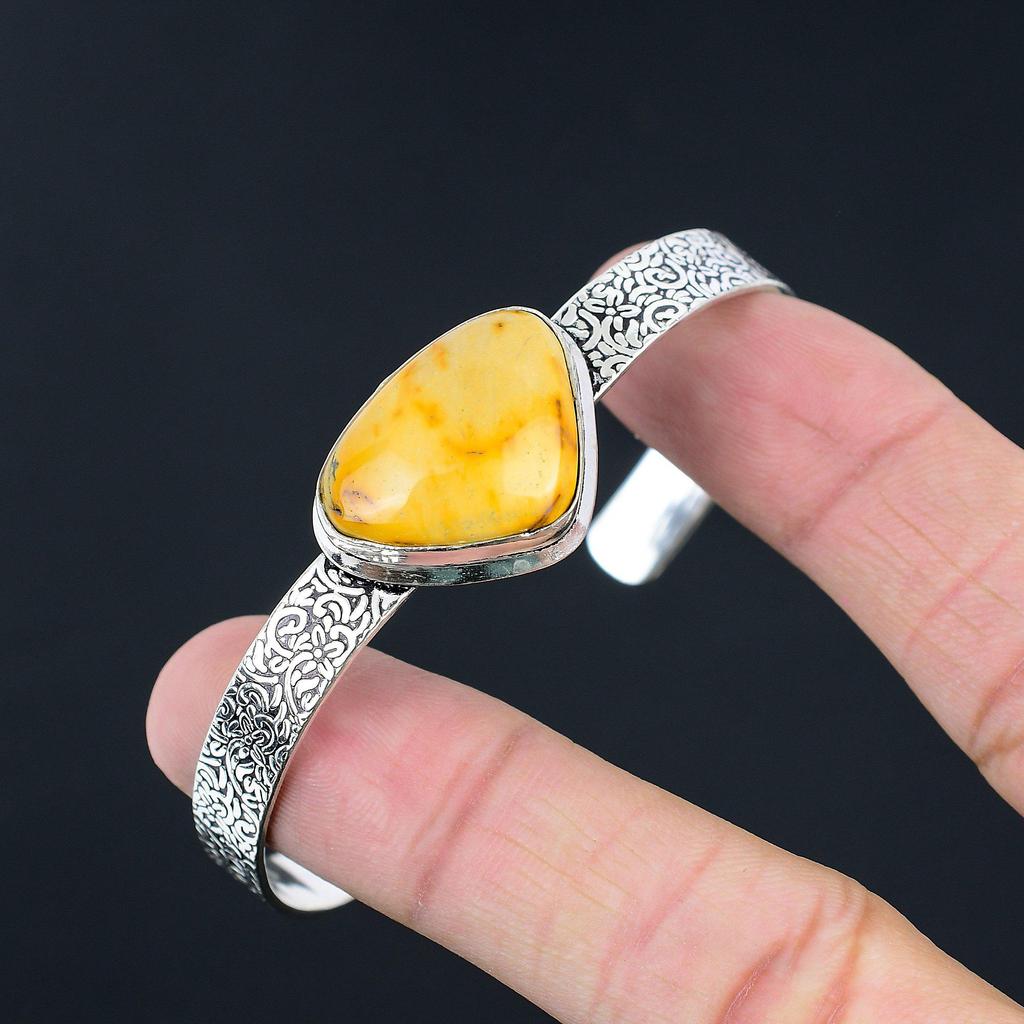 Mothers day Deal 925 Sterling Silver Mookaite Stone Wedding Engagement Bangle