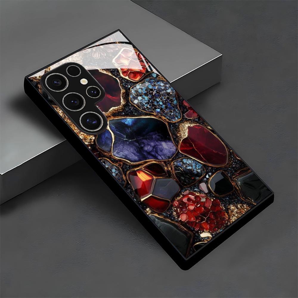 Colored stones Phone Case glass phone case for Samsung Galaxy S26 22 23 24 25 PLUS S21 22 23 24 25 ULTRA