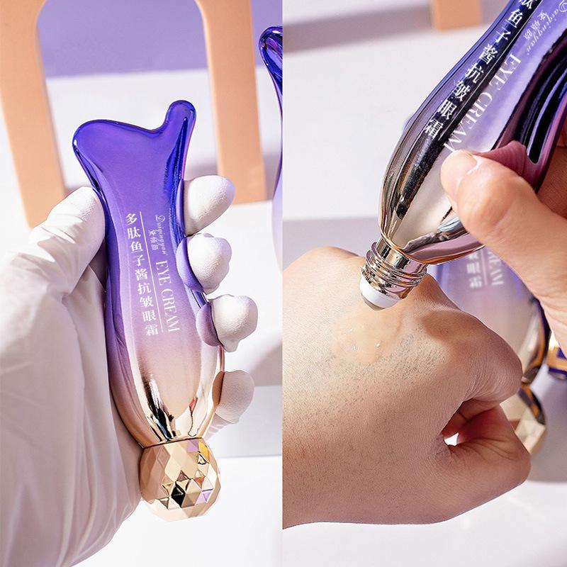 Peptide Caviar Anti-Wrinkle Eye Cream: Reduces Fine Lines & Dark Circles, Firms, Moisturizes with Eye Massage Roller