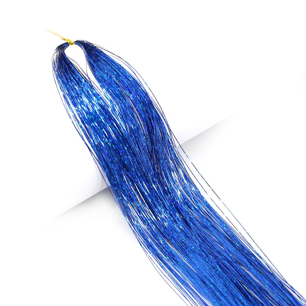 Gold Thread Laser Silk Wig & Seven-Color Hair Extensions with Tinsel Glitter Braiding Strips - 120cm