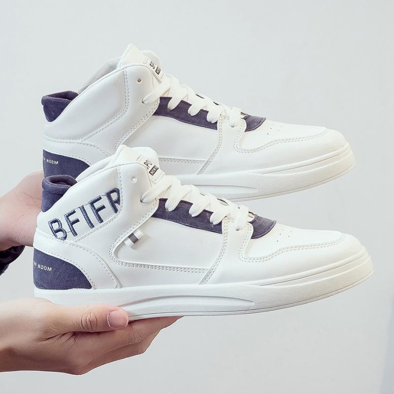 

Мужские кроссовки Повседневные высокие мужские туфли Дизайнерские осенне-зимние спортивные кроссовки Баскетбольные белые кроссовки Мужские вулканизированные туфли 39 белый