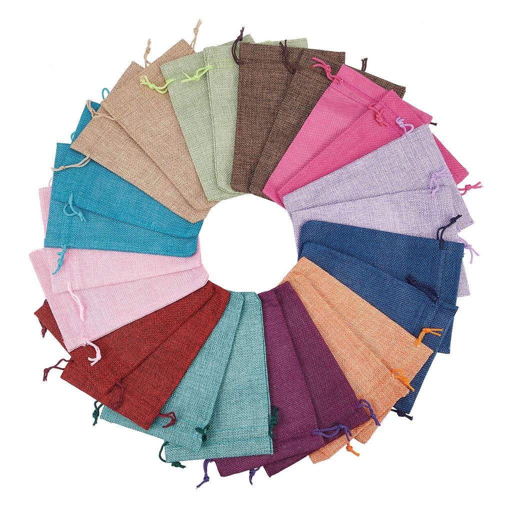 BENECREAT Linen Bags in 12 Colorful Drawstring Drawstring Accessory Gift Hemp Craft Supplies 24-Count Colors, Bags, 18x13cm, Pouches, Japanese-Style