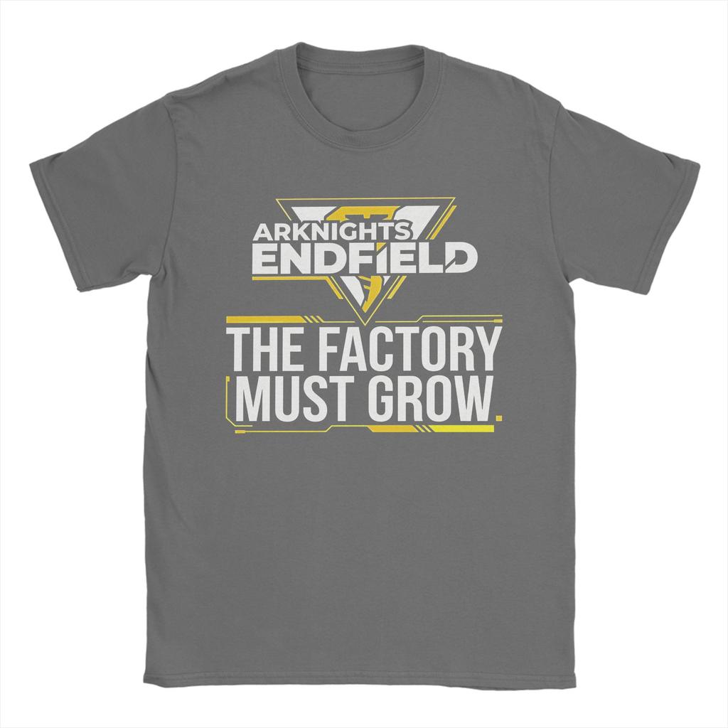 Funny Arknights Endfield Factory Must Grow Meme Automation Factory Expansion Grind TShirts Unisex 100 Cotton T Shirt Clothing