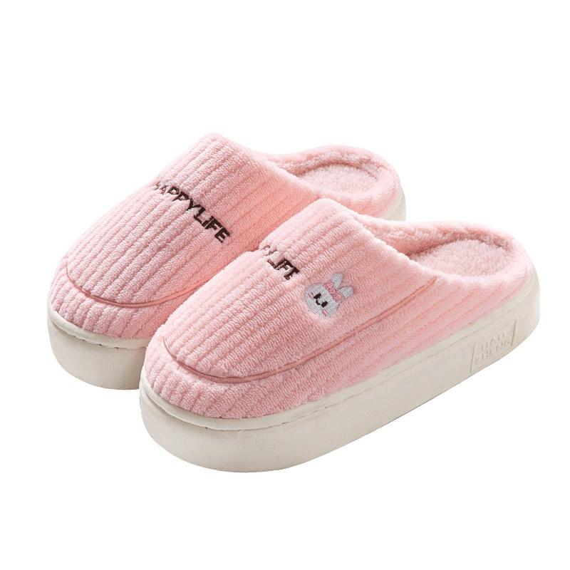 Cotton Slippers Women's Spring, Autumn and Winter Indoor Home Use Non-slip Confinement Shoes Thick-soled Home Warmth Couple Men