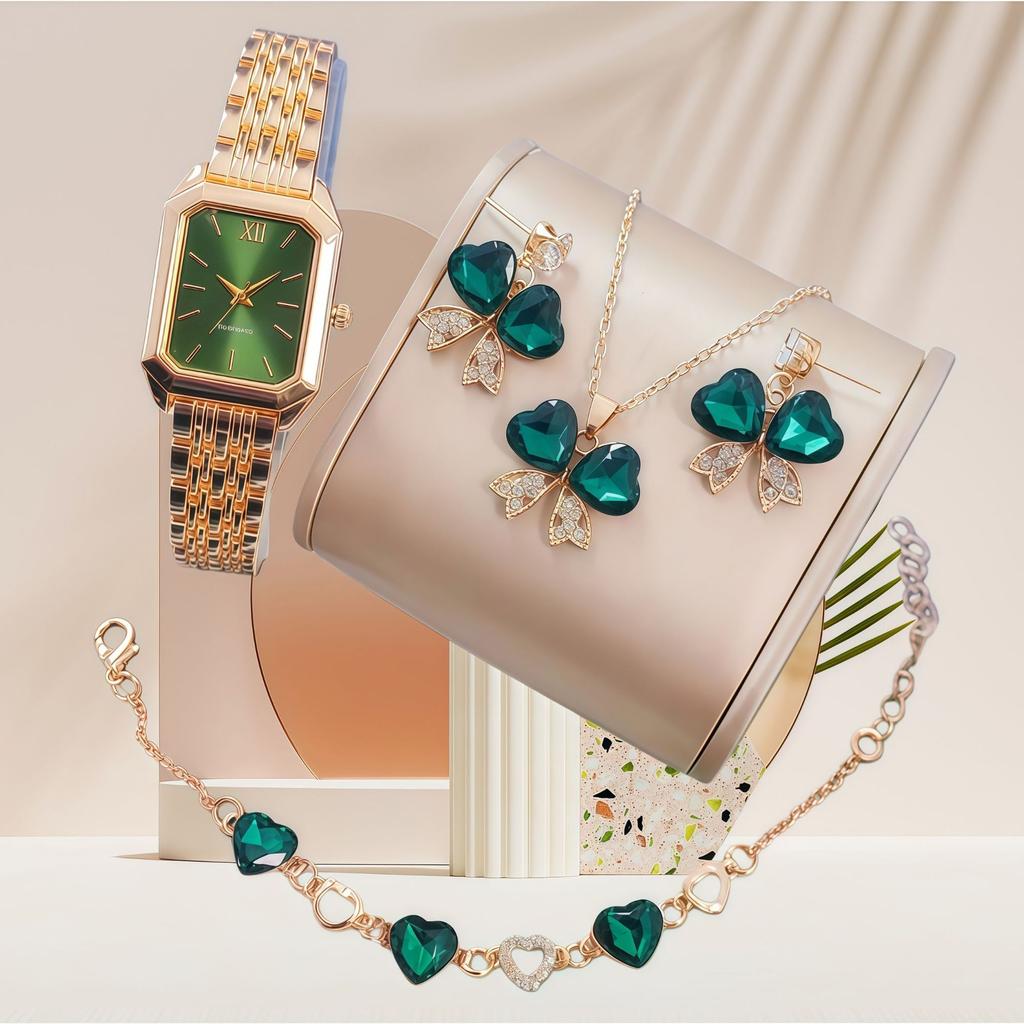 LP43  Gift Set Fashion Square Watch Stainless Steel Women Wristwatch Luxury Casual Dress Watches Without Box for Ladies