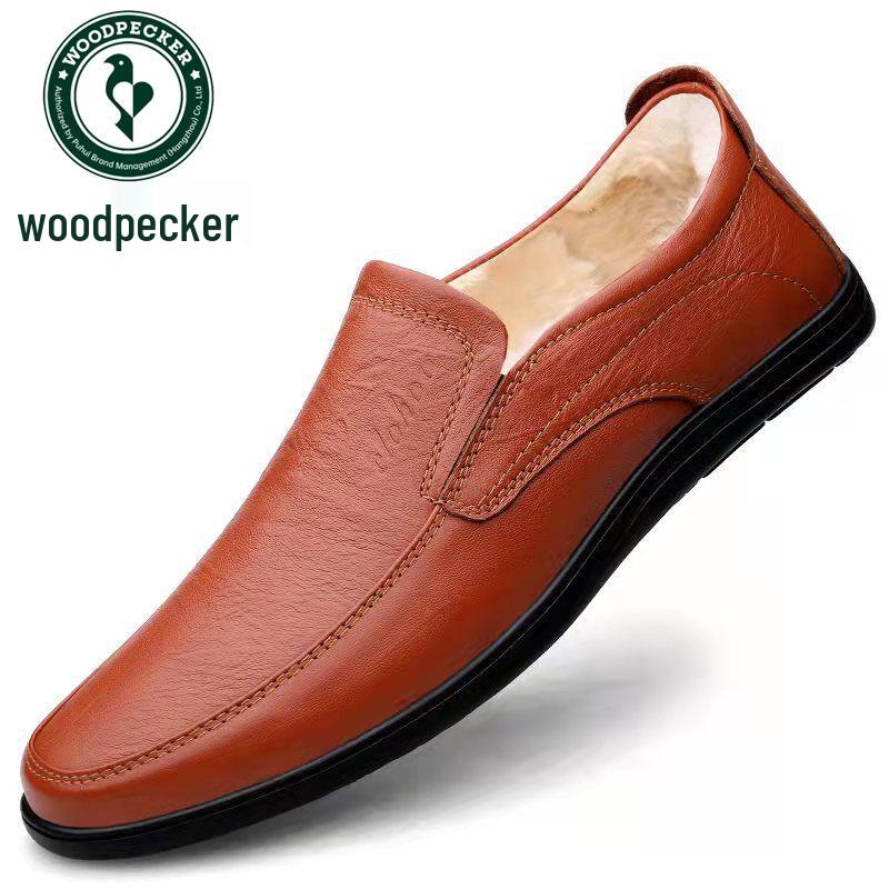 

Woodpecker Men s Spring 2025 Genuine Leather Breathable Loafers - High-End Casual Trendy Style 43