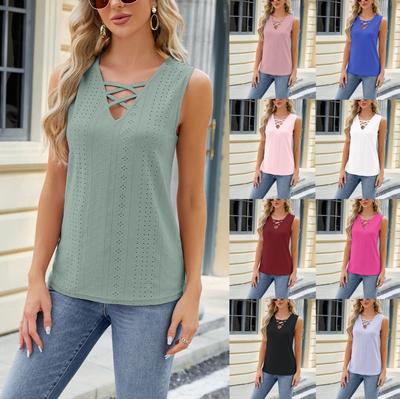 Moda damska Jednolity kolor Topy bez rękawów V Neck Kamizelka z guzikami Topy